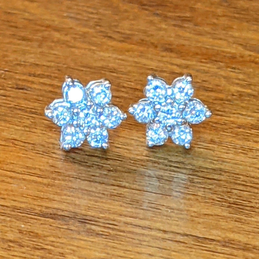 Diamond 14kt White Gold Cluster Earrings
